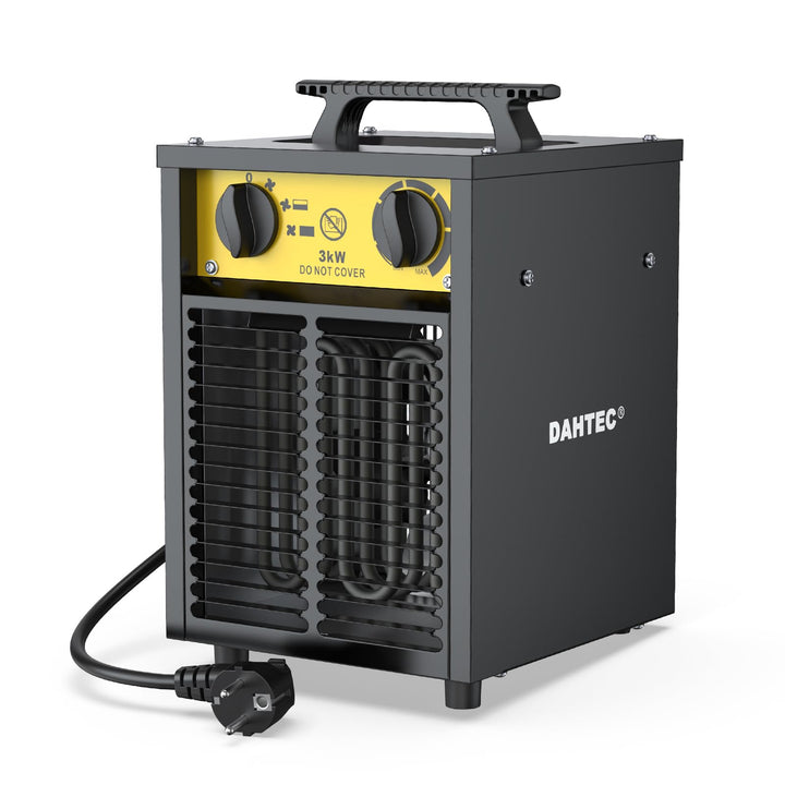 Elektro Heizlüfter Bauheizer 3000 Watt mit Thermostat & 3 Heizstufen | 230v, IP24, Stahlgehäuse, Ind