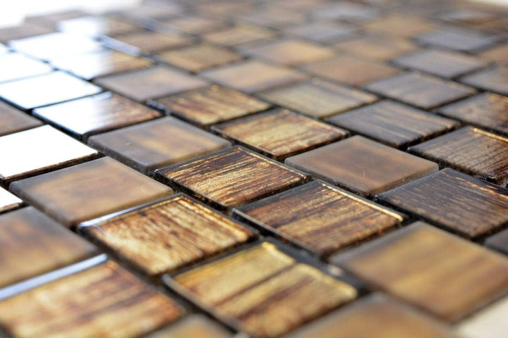 Mosaik Fliese Glasmosaik Crystal Milchglas braun klar gefrostet matt für WAND BAD DUSCHE KÜCHE FLIES