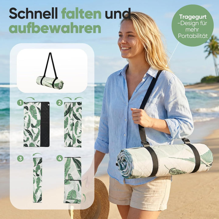 Sekey Picknickdecke Wasserdicht 200x200 cm, Stranddecke Sandfrei | Gepolstert, Dreischichtige Strukt