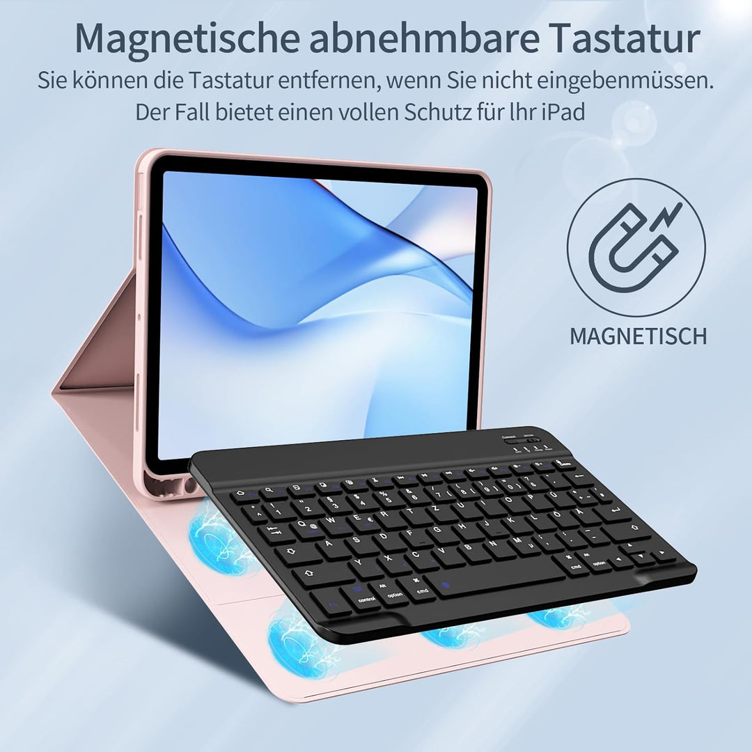 Hülle mit Tastatur für iPad Air 11 Zoll M4/M3/M2 (2026/2025/2024) &amp; 10,9 Zoll Air 5/4 Generation 202