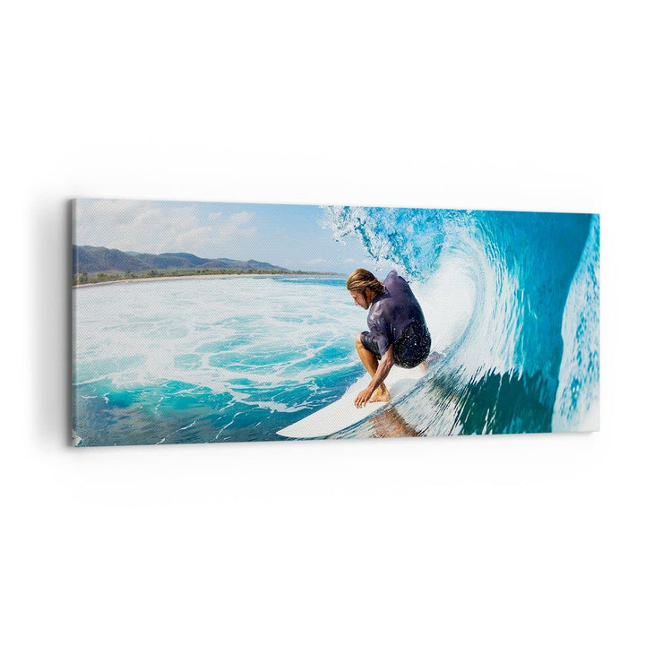 Wandbilder Dekoration Wohnzimmer Surfen Surfer Ozean Welle Panorama Bilder auf Leinwand 120x50cm Lei