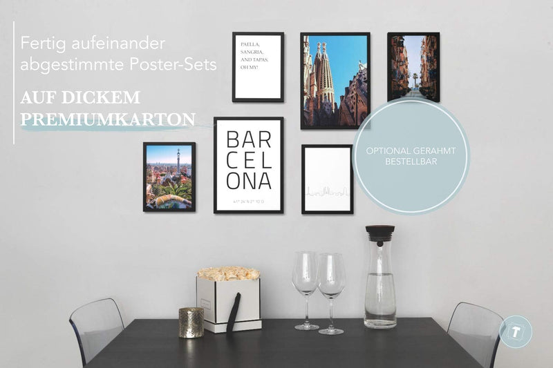 Papierschmiede® Mood Poster Set Barcelona, Bilder Wohnzimmer Deko Schlafzimmer, 2x 30x40cm und 4x 21