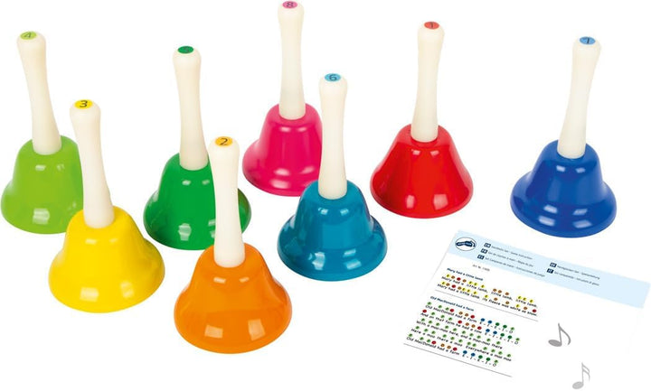 small foot Handglocken-Set, 8 Stück, zur musikalischen Früherziehung, Musikinstrument für Kinder ab