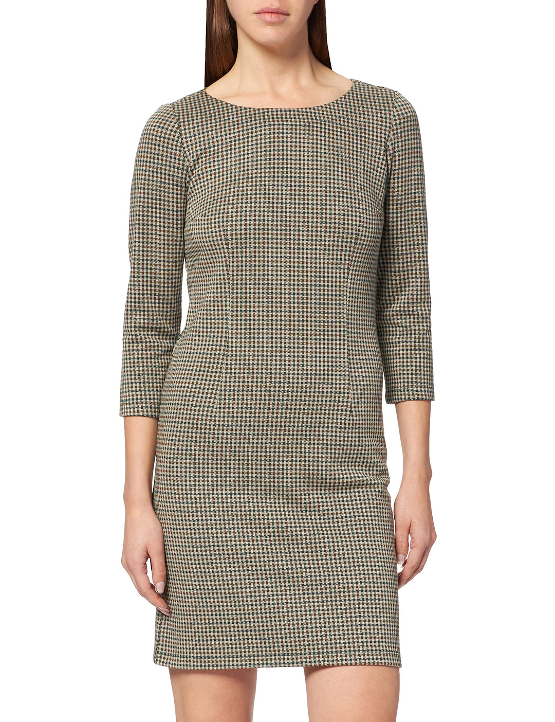TOM TAILOR Damen Print Kleid 32 28373 - Beige Green Small Check, 32 28373 - Beige Green Small Check