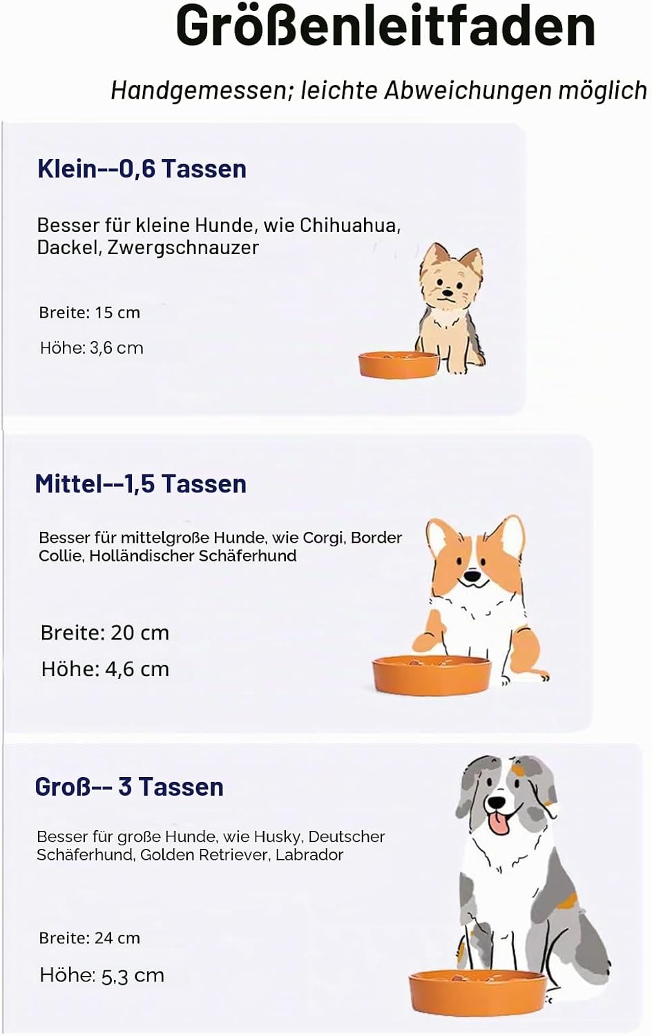 LE TAUCI Hundenapf aus Keramik, Antischlingnapf für Mittelgrosse und Kleine Hunde, Langsam Fressen u
