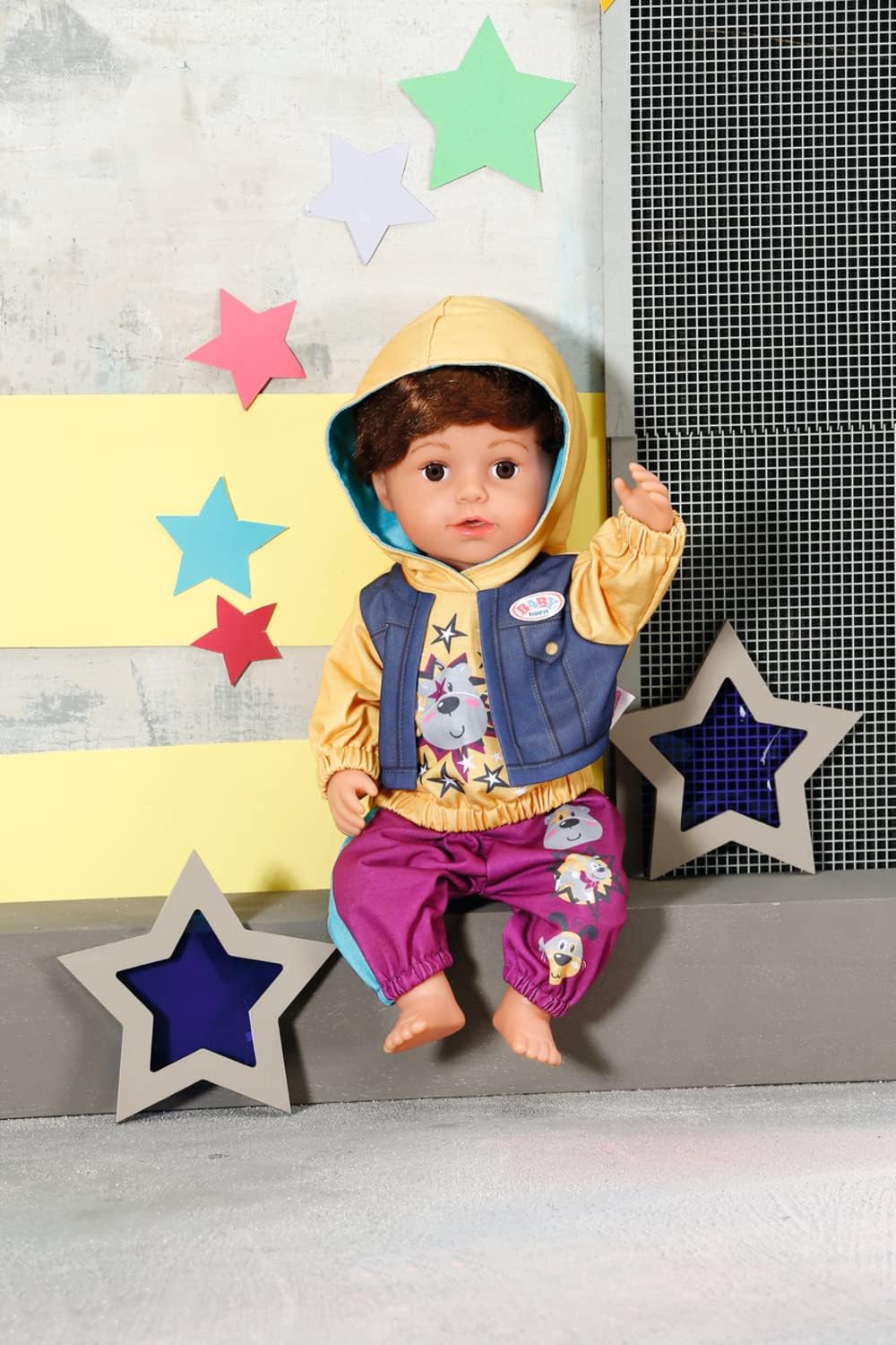 Baby Born 832615 Outfit mit Hoody 43cm - Puppenkleidung Set bestehend aus Hose, Pullover und Kleider
