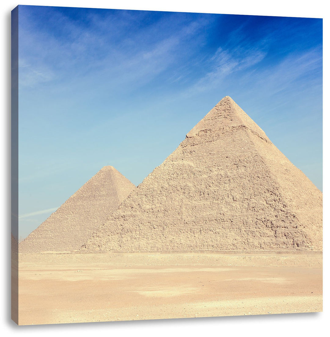 Pixxprint Beeindruckende Pyramiden von Gizeh als Leinwandbild/Grösse: 70x70 cm/Wandbild/Kunstdruck/f