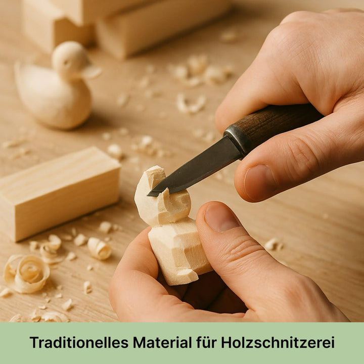 Lindenholz zum Schnitzen - 22 Stück Schnitzholz Rohlinge Set für Anfänger & Kinder - Weiche Holzblöc