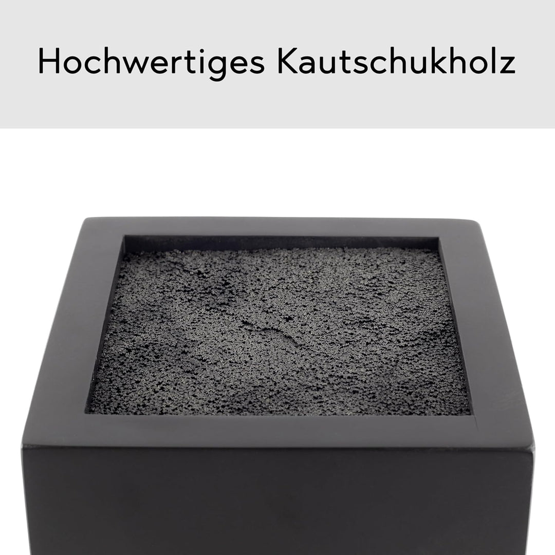 Messerblock - Messerhalter ohne Messer aus Holz Messerbrett (Kautschukholz, Rotierend) Edelstahl Rot