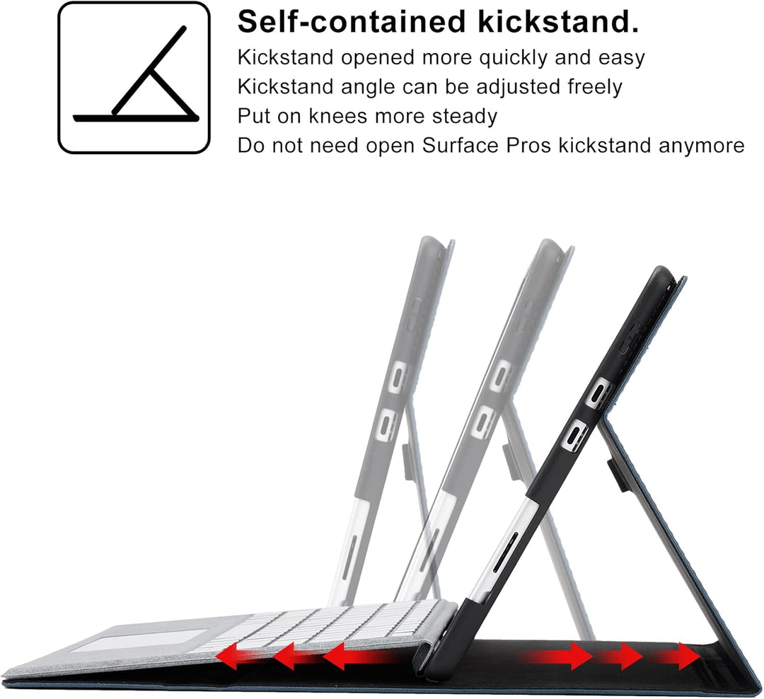Omnpak Hülle für Surface Pro 8 Tablet, Business-Hülle mit Stifthalter, Einstellbarer Multi-Betrachtu