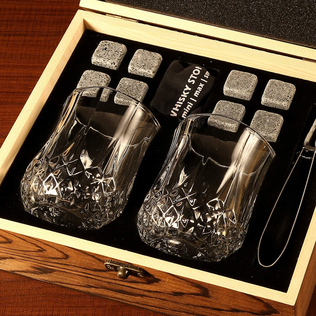 Whisky Steine Geschenk set Setmit 9wieder verwend baren Whisky Steinen mit Eisclip Wein flaschenaus