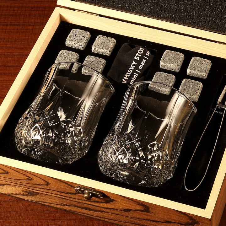 Whisky Steine Geschenk set Setmit 9wieder verwend baren Whisky Steinen mit Eisclip Wein flaschenaus