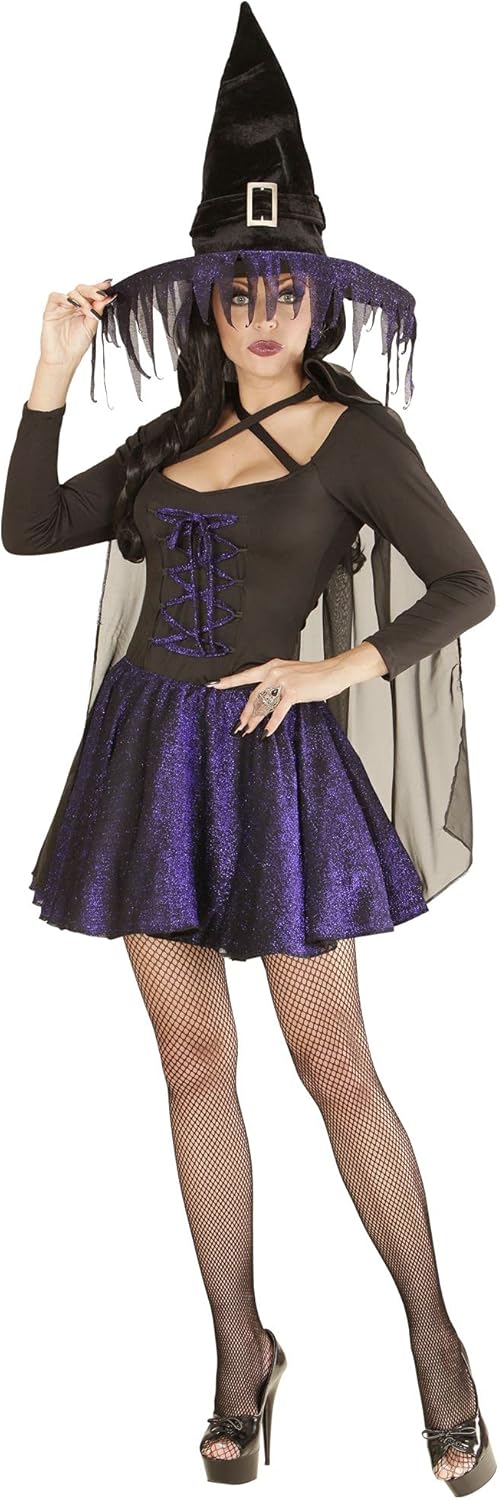 W WIDMANN MILANO Party Fashion - Kostüm glimmer Hexe, Oberteil, Rock, Umhang, Hut, Fasching, Hallowe