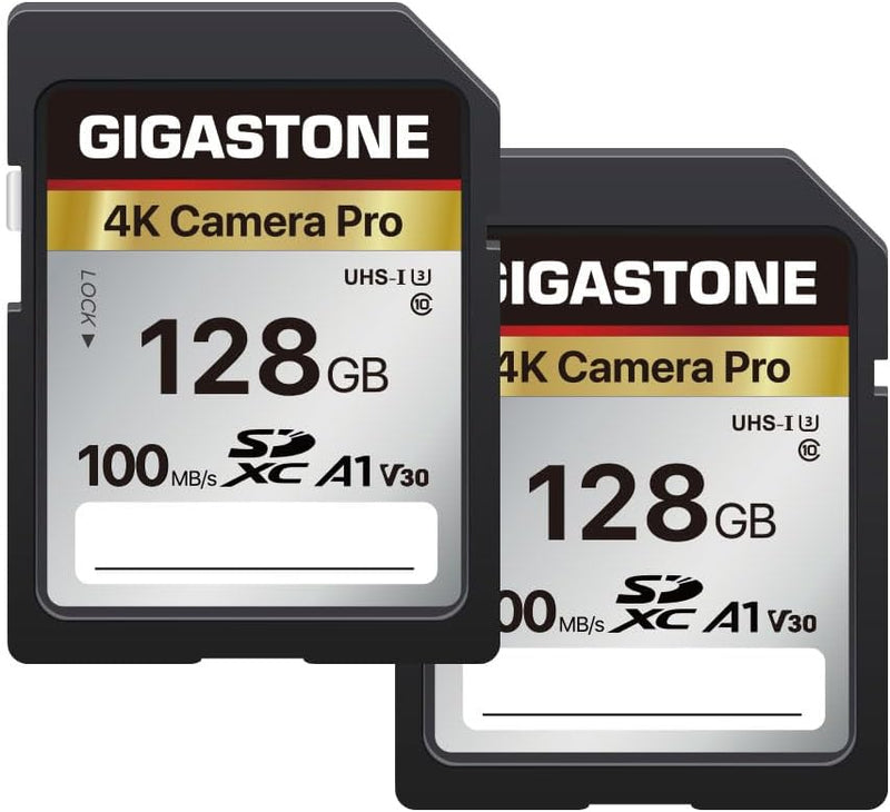 Gigastone 4K Kamera Pro 128GB SDXC Speicherkarte 2er-Pack mit bis zu 100 MB/Sek. für Digitalkameras