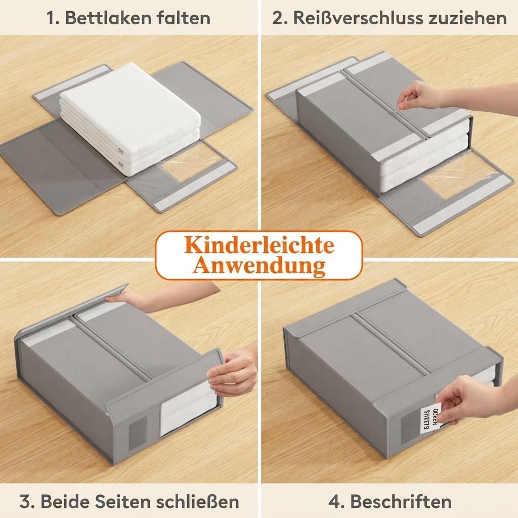 Lifewit 6 Stück Bettlakenbeutel, Faltbarer Bettwäsche-Organizer für Bettlaken mit Klarsichtfenster,