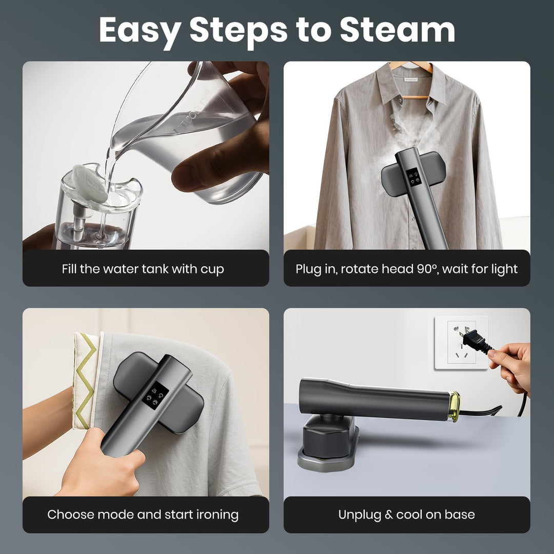 Steamer Dampfglätter, 1300W Dampfbügeleisen Tragbar für Kleidung, 2-in-1 Reisebügeleisen mit Dampf,
