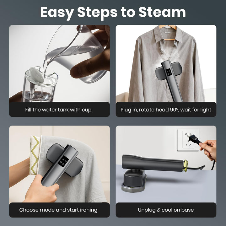 Steamer Dampfglätter, 1300W Dampfbügeleisen Tragbar für Kleidung, 2-in-1 Reisebügeleisen mit Dampf,