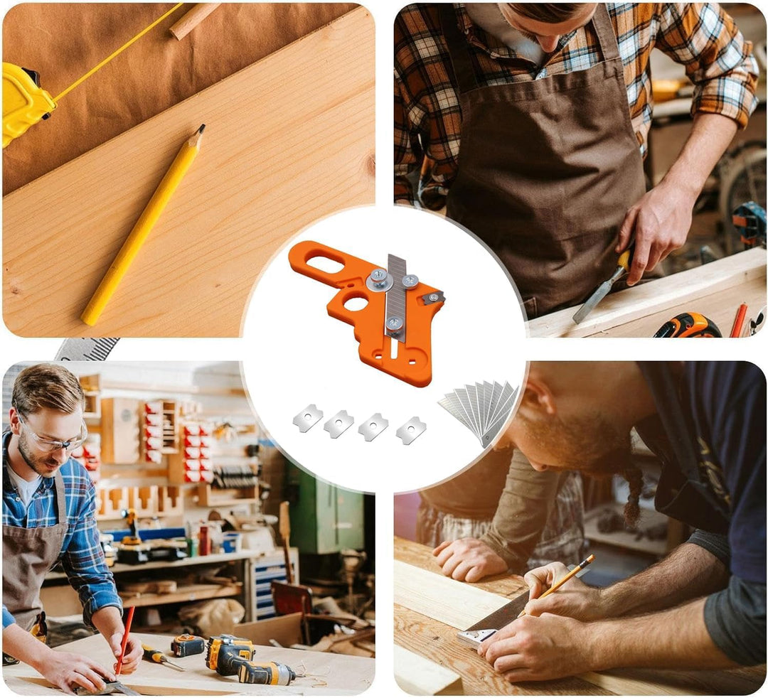 KEWAYO Manueller Kantenschneider für Umleimer, Edge Banding Trimmer mit 10 Klingen und 4 runden Kant