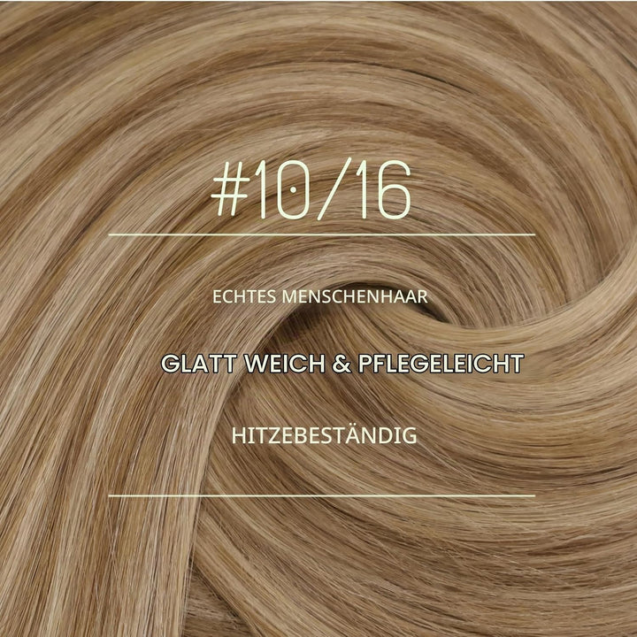 RUNATURE Blond Clip Extensions Echthaar Dunkelblond mit Goldblond Glatt Haar Clip in Haarextensions