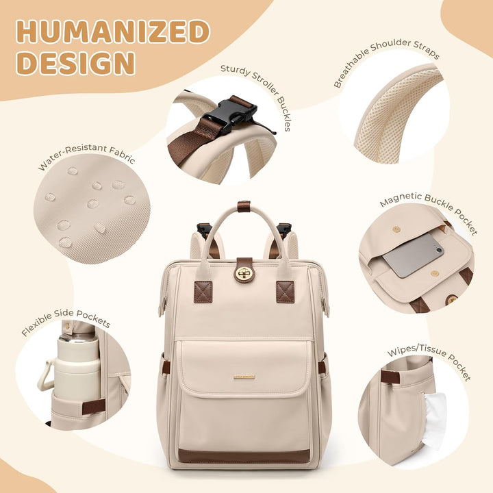 Wickeltasche, Rucksack, multifunktional, wasserabweisend, mit Haken, lässige Wickeltasche zum Aufhän