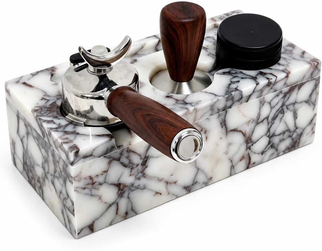Espresso-Tamping-Station aus Naturmarmor, 51/53 mm | Massive Marmorstation für 51 mm und 53 mm Tools