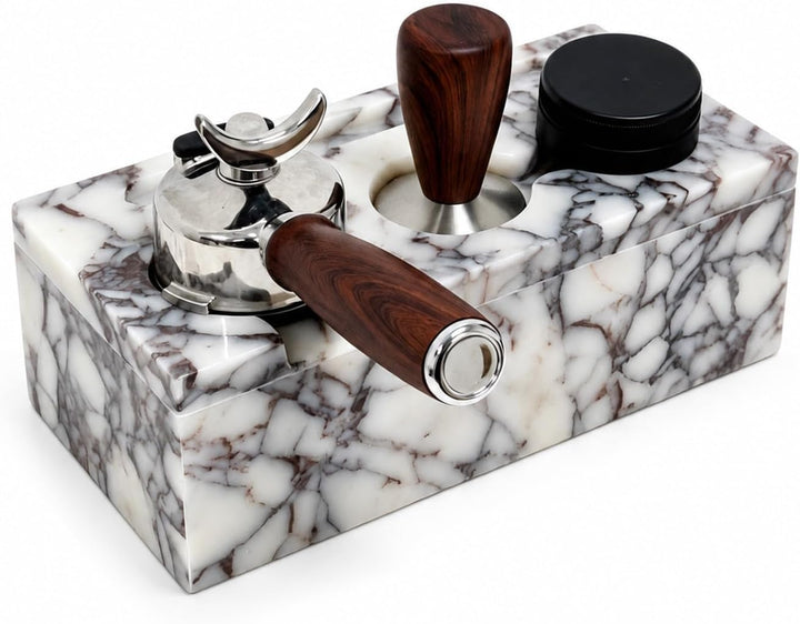 Espresso-Tamping-Station aus Naturmarmor, 51/53 mm | Massive Marmorstation für 51 mm und 53 mm Tools