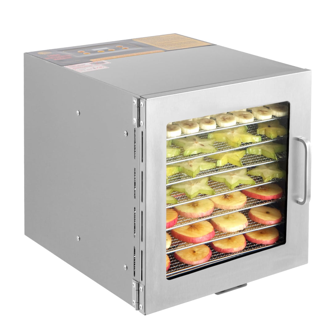 SABUIDDS Dörrautomat Edelstahl mit 8 Einlegefächer Food Dörrgerät von 35-90 ℃, 24h-Timer, 700W, inkl