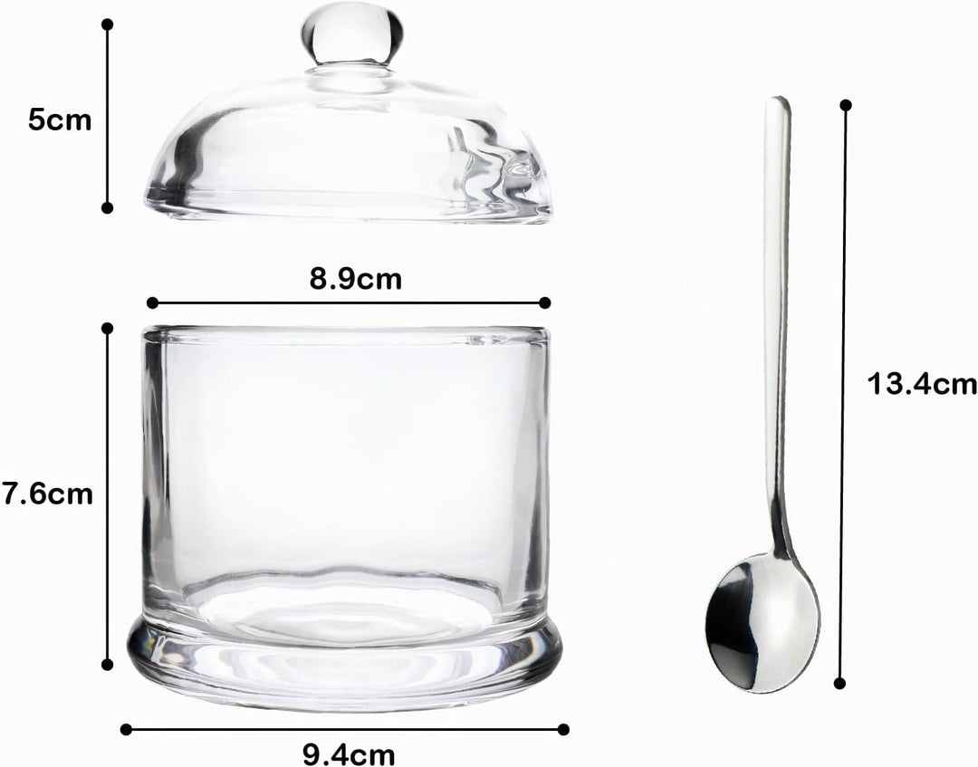 HillSpring Salzkeller aus Dickem Glas mit Edelstahllöffel, Klarer Behälter für Salz, Zucker und Pfef