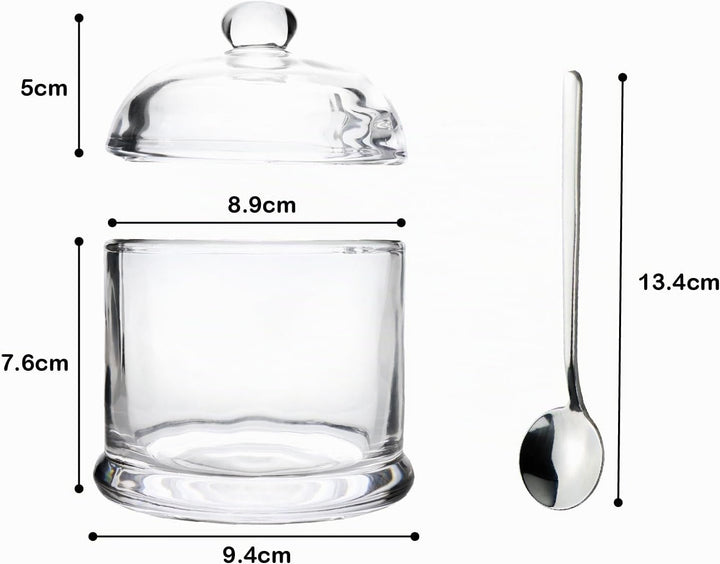 HillSpring Salzkeller aus Dickem Glas mit Edelstahllöffel, Klarer Behälter für Salz, Zucker und Pfef