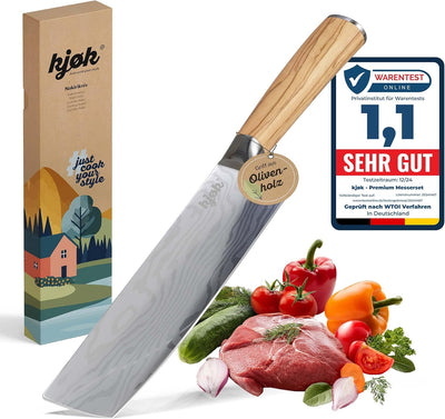 kjøk Premium Nakiri Messer mit Olivenholzgriff 17cm Japanmesser-Style Härte 58±2 HRC - extra scharf