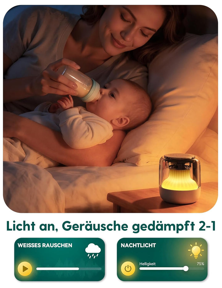 Babelio Pocket Glow White Noise Machine Baby, Verbesserte Nachtlichter mit 7 Farben, 20 nicht wieder