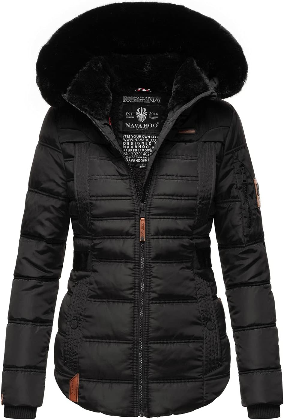 Navahoo Designer Damen Winter Jacke Steppjacke Winterjacke Stepp gesteppt B844 S Schwarz, S Schwarz