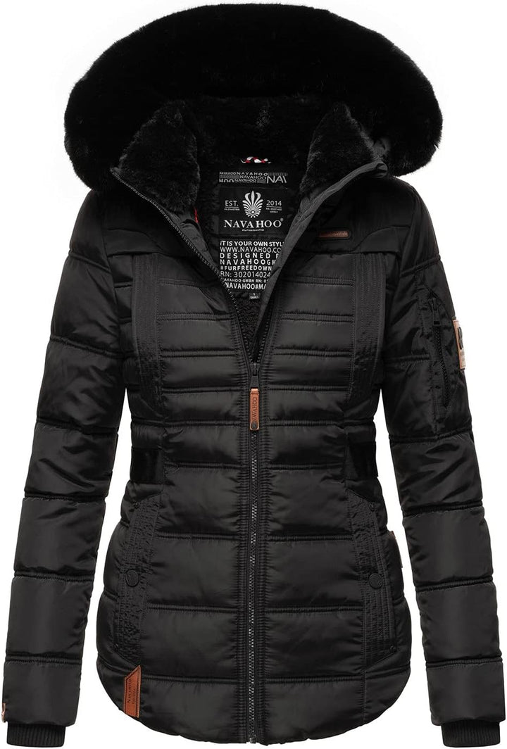 Navahoo Designer Damen Winter Jacke Steppjacke Winterjacke Stepp gesteppt B844 S Schwarz, S Schwarz