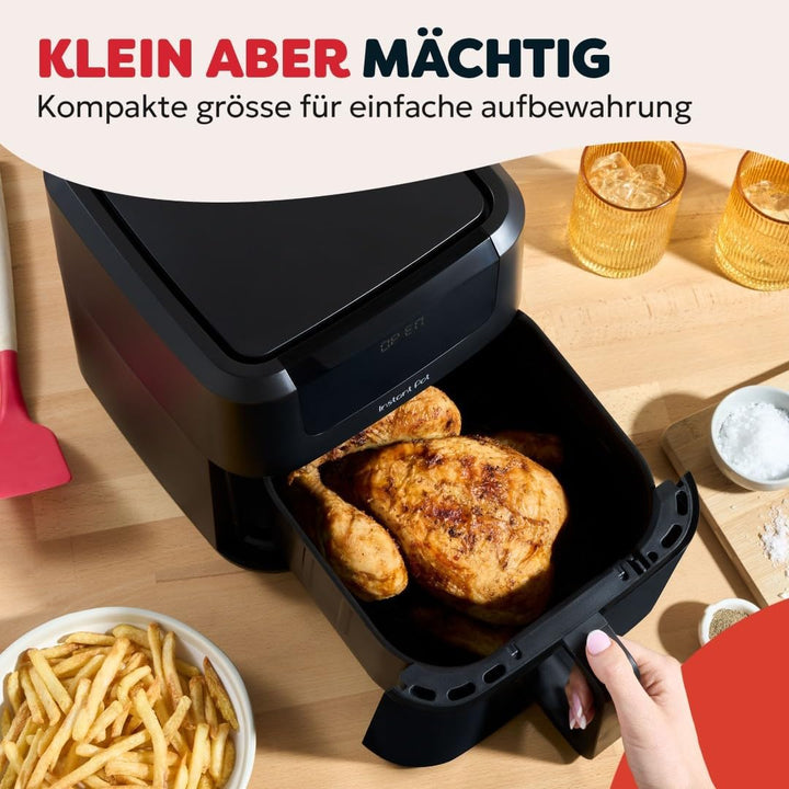 Instant Pot Vortex Compact Schwarz-Heissluftfritteuse 5 l Korb, Familiengrösse, 4 in 1 – Heissluftfr