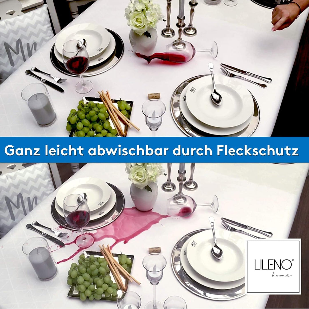 LILENO HOME Tischdecke abwaschbar als Meterware 2000x140cm (Schnittkante) in Triangle rosé - Textil