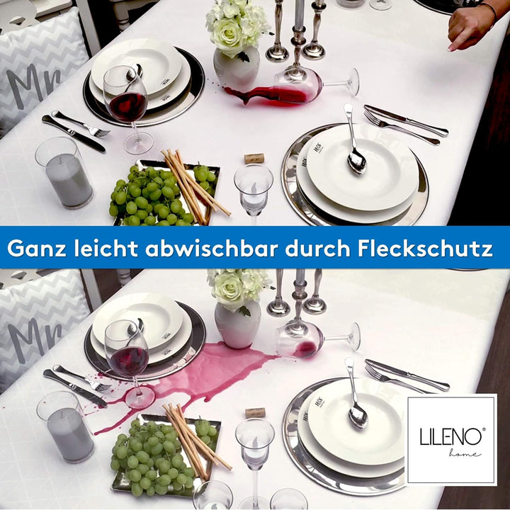LILENO HOME Tischdecke abwaschbar als Meterware 2000x140cm (Schnittkante) in Triangle grau - Textil