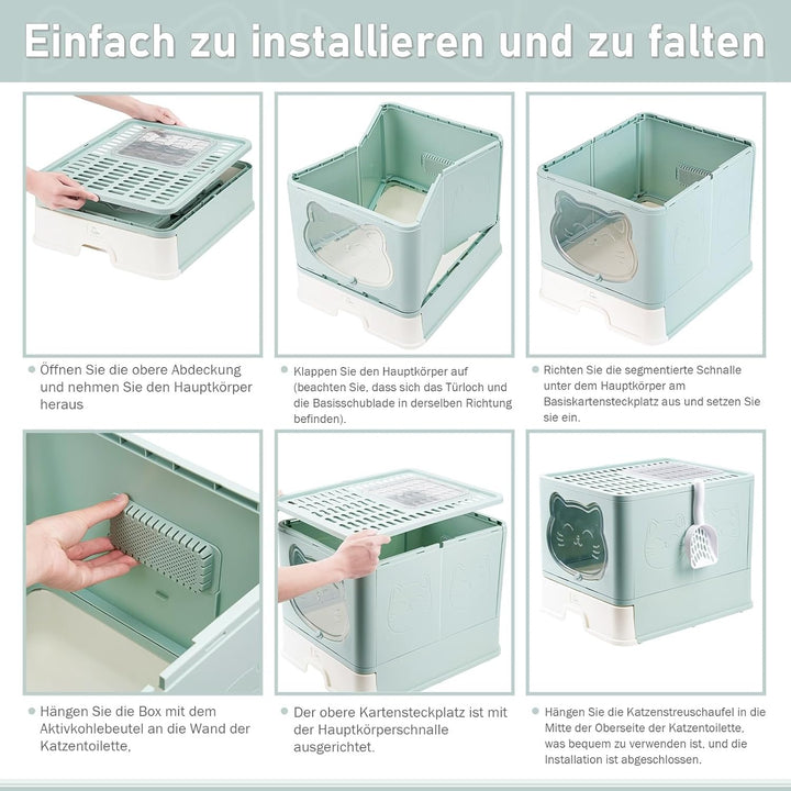 HelloMiao Vollständig Geschlossene Katzentoilette mit Deckel Schubladentyp Desodorierende Cat Litter