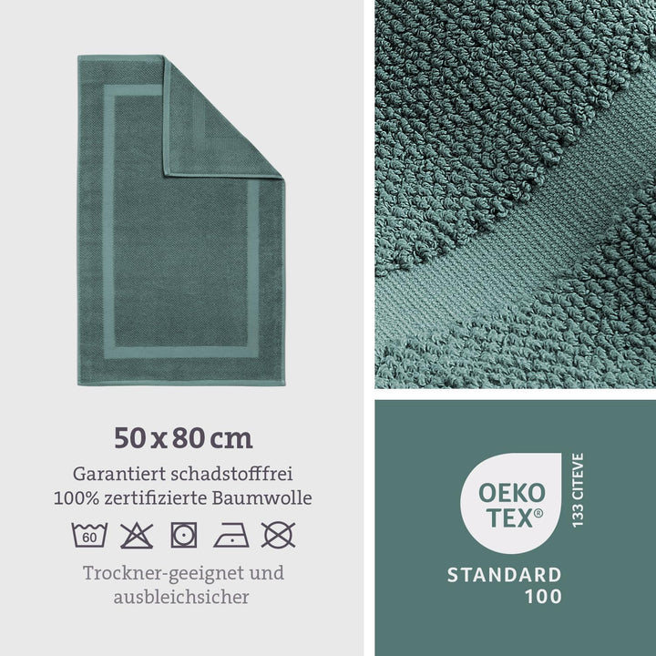 herzbach home Badvorleger 100% Baumwolle | Duschvorleger | 1.000 g/m² | Saugfähig | Waschbar (Ozeang