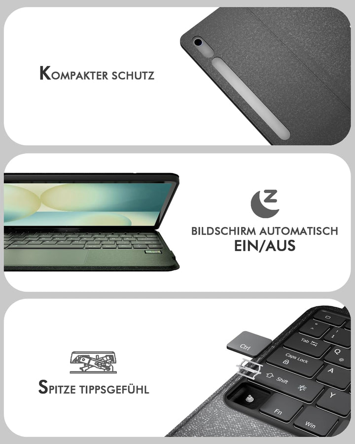 Doohoeek Tastatur Hülle mit LCD-Display für Samsung Galaxy Tab S10FE+ Plus 13,1 Zoll, Abnehmbare Blu