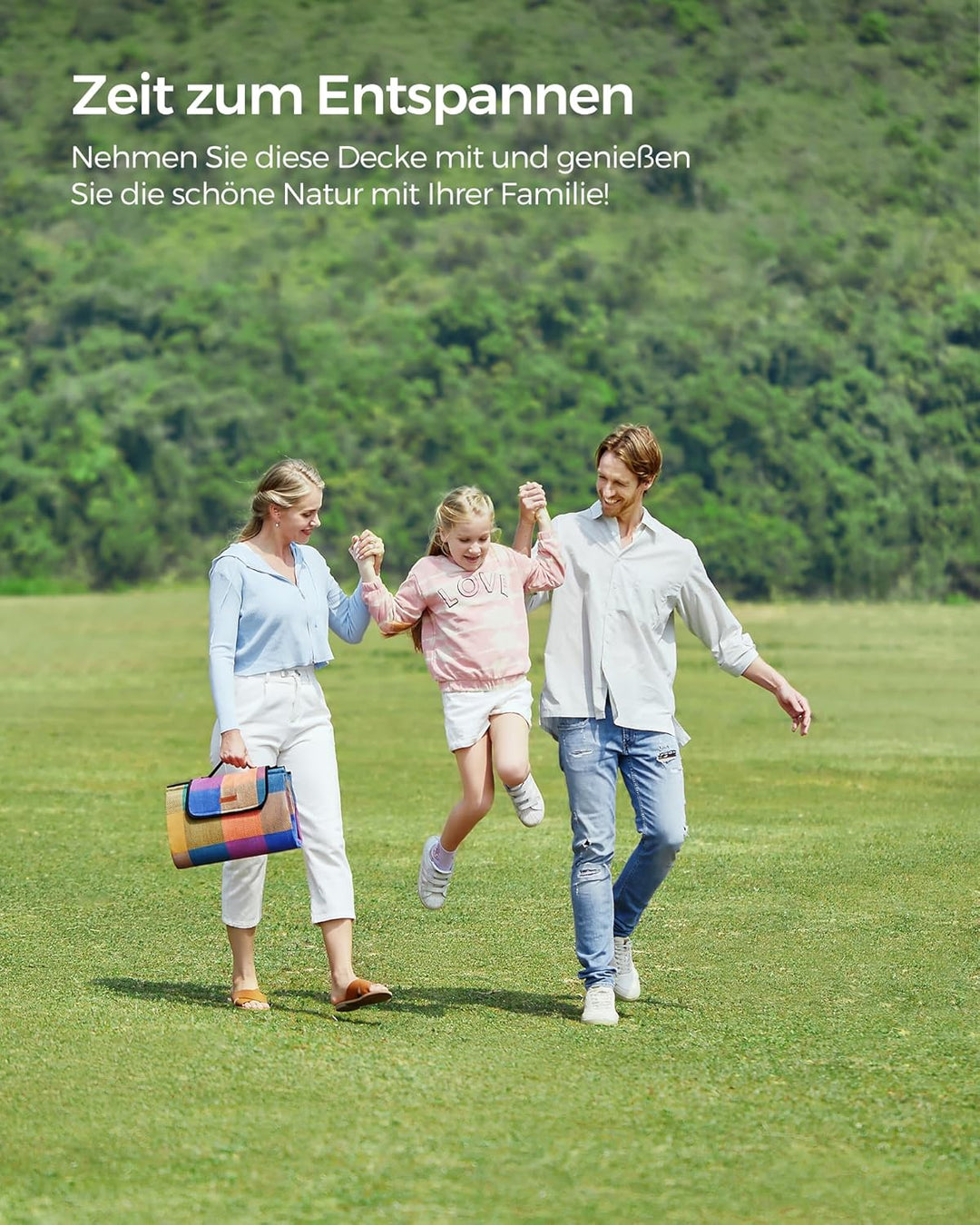 SONGMICS Picknickdecke, 195 x 150 cm, gross, Campingdecke, für Park, Garten, Strand, wasserdicht, ma