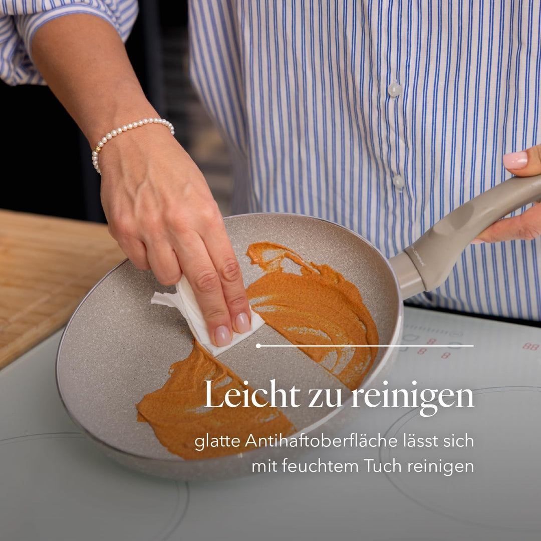 FLORINA - Bratpfanne aus Aluminium SANDY ORGANIC I 24 cm Durchmesser I Pfanne Induktion I Antihaftbe
