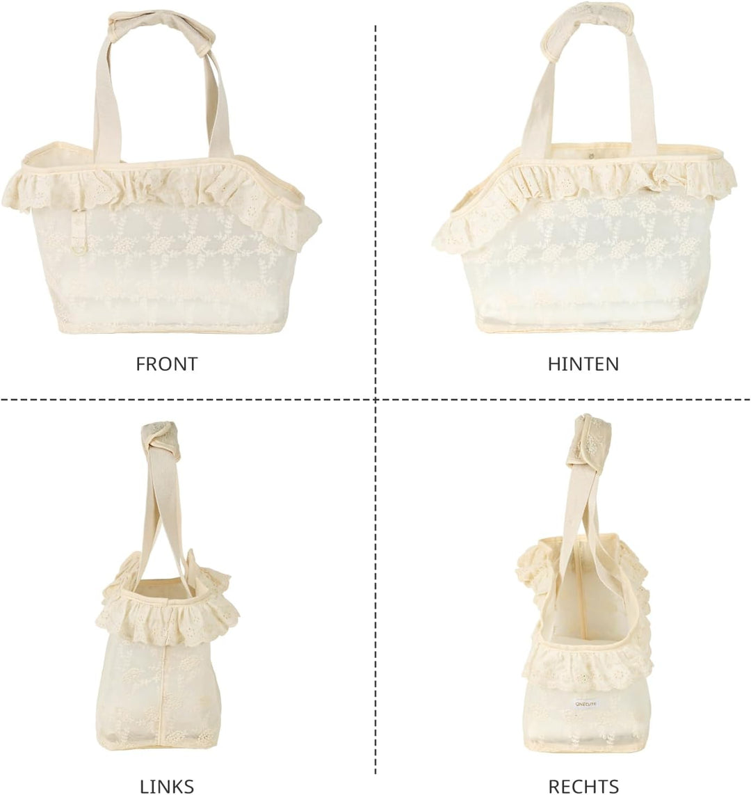ONECUTE Hundetasche/Tragetasche für Hunde, Spitze, klein, für Hunde und Katzen und Kaninchen, Beige