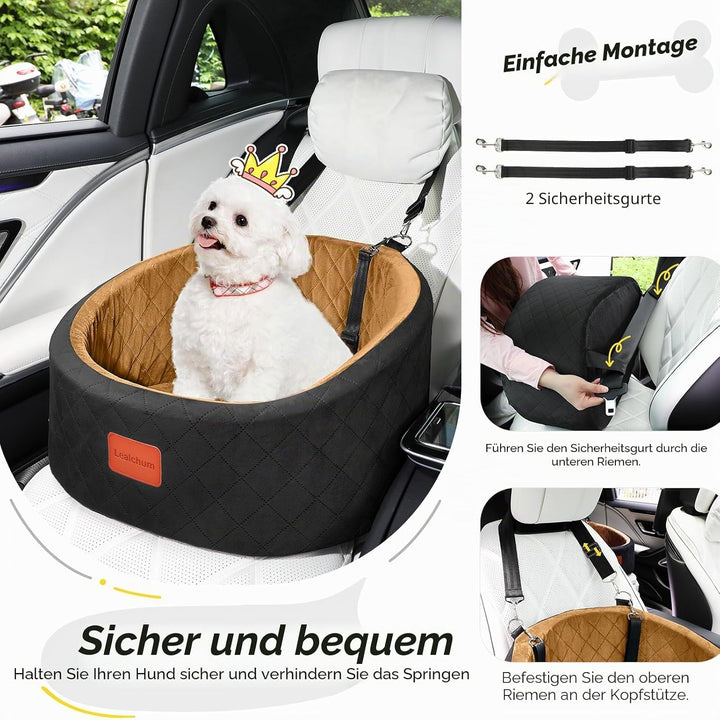 Hunde-Autositz, bequemer Haustier-Autositz mit Sicherheitsleinen zum Anklippen, waschbares Reise-Aut
