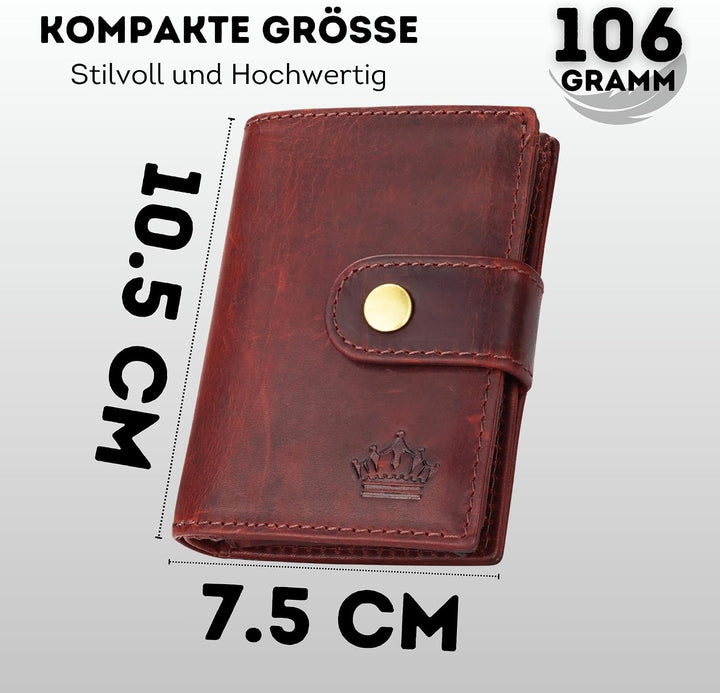 Slim Wallet Geldbeutel mit Münzfach und RFID-Schutz Rindleder Börse für Herren Mini Geldbörse NEU (B