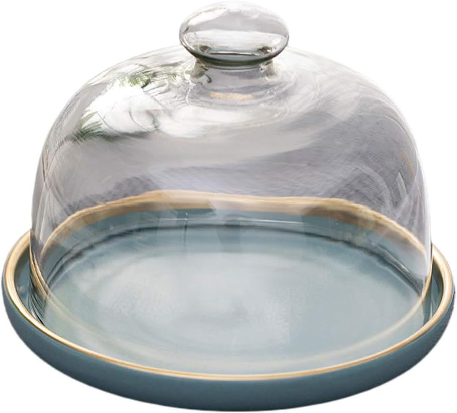 1 Set Kuchenständer Glasglocke Glas Käseglocke mit Keramik Teller Torten Glashaube Kuchenglocke Tort