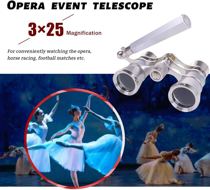 ANGEEK 3X25 Opera Theater Horse Racing Glasses Binocular Telescope with Handle/Accessory Kit Women T