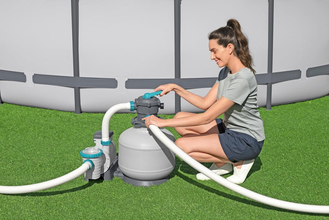 Bestway Sandfilterpumpe für oberirdischen Pool, 11.355 l – 62 cm x 48,5 cm x 67 cm – Grau/Grün