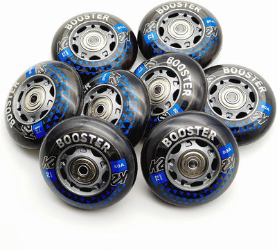 K2 Booster Skate Rollen 8 STÜCK 72mm/80A + ILQ5 + ALU Spacer (30F3005.1.1.72mm-Set)