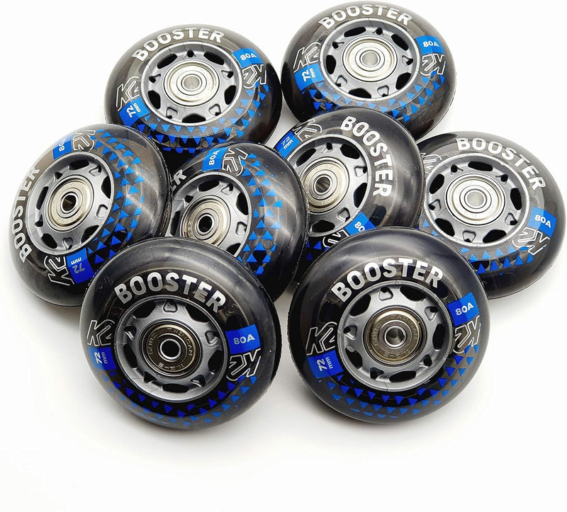 K2 Booster Skate Rollen 8 STÜCK 72mm/80A + ILQ5 + ALU Spacer (30F3005.1.1.72mm-Set)