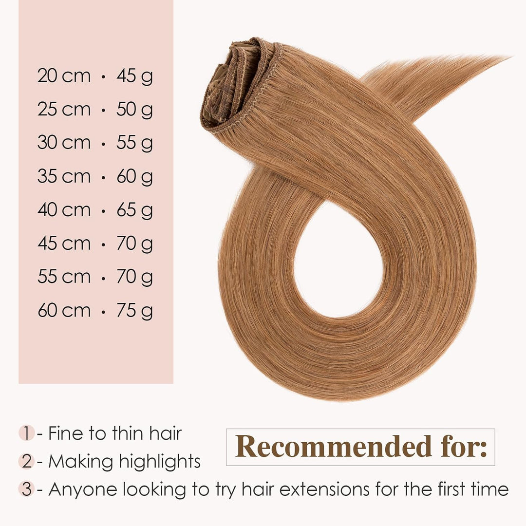 TESS Clip in Extensions Echthaar, 8pcs Clip in Haarverlängerung Remy Echt Haare Natürliche 18 Clips